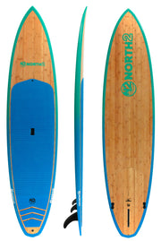 N2 11'2" bamboo fiberglass blue green sessions surf style fast paddle board