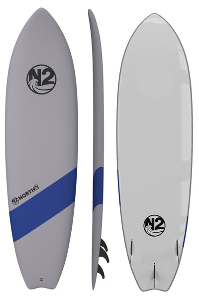 N2 6'8" blue soft top surfboard fish 