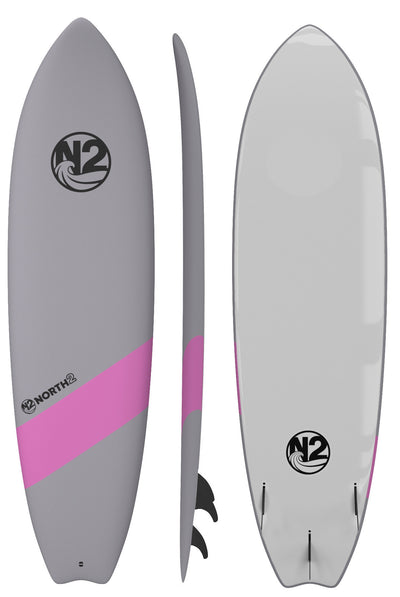 N2 6'8" pink soft top surfboard fish 