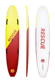 N2 10'10" durable lifeguard ocean surf rescue board yellow red